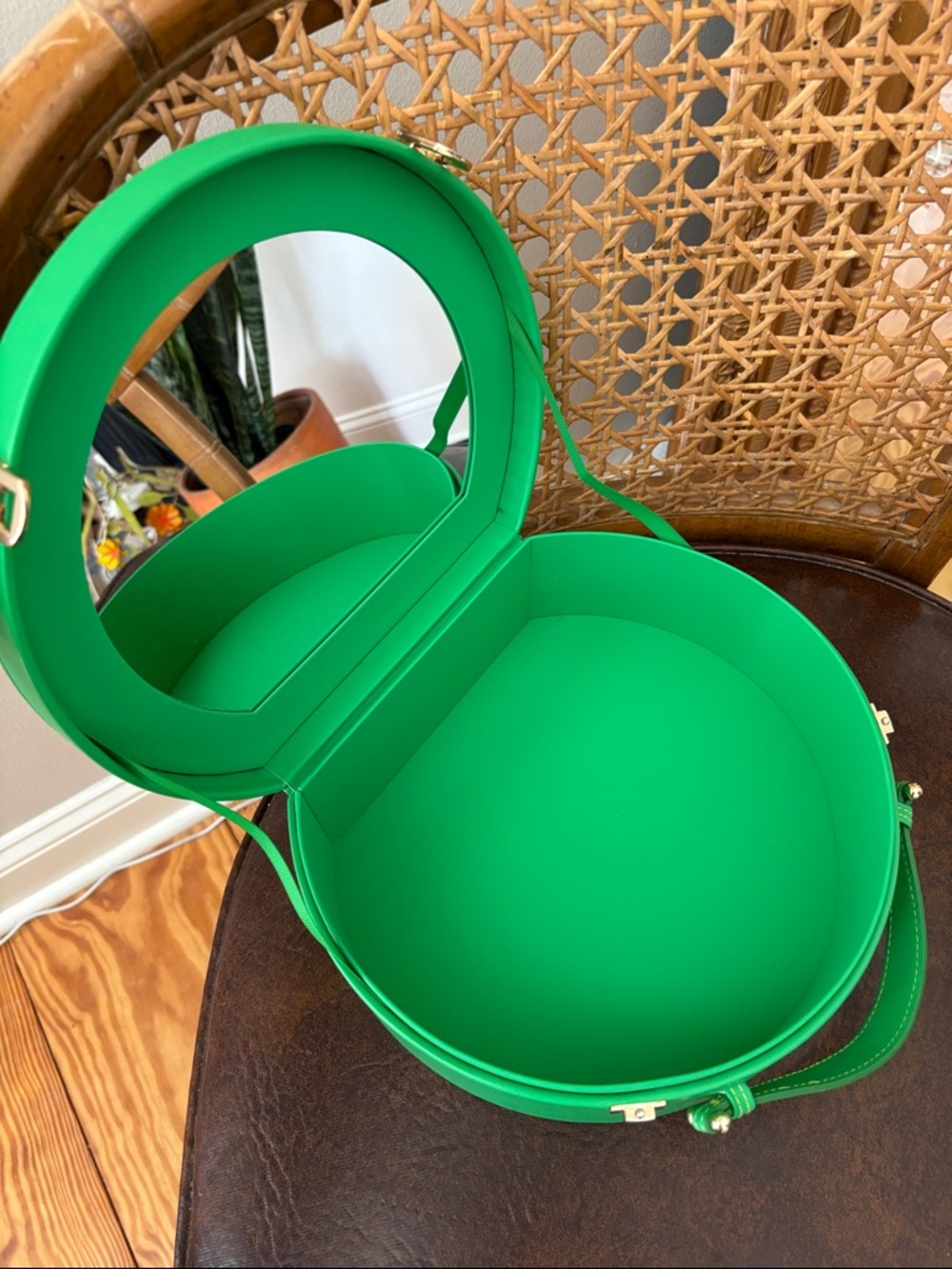 Tata Harper Emerald Green Round Top-Handle Cosmetic Case - Picture 3 of 9